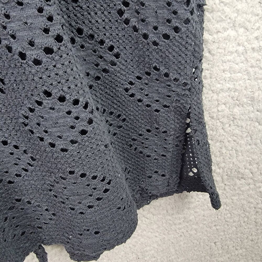 R & R Sport Swim Cover Up Women S Black Crochet Metal Buttons Beach Boho Vintage - Picture 12 of 16